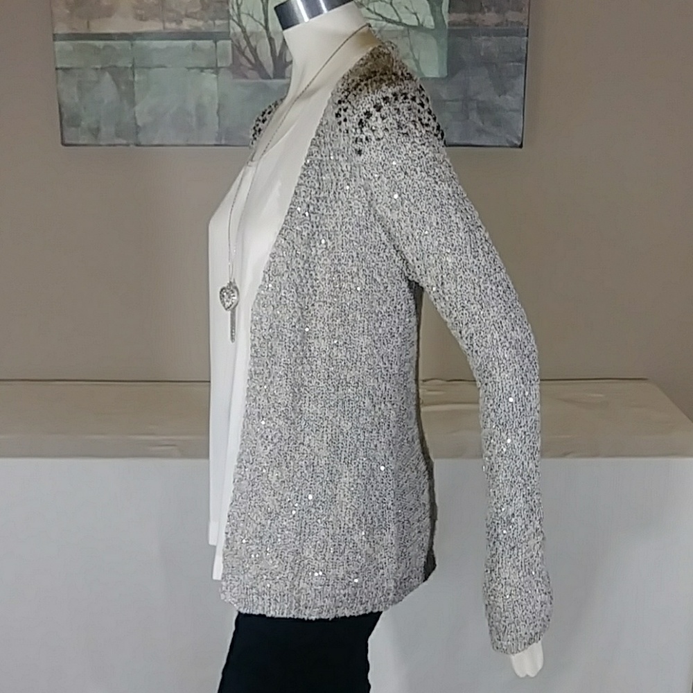 3 for $15 - Sz S Neutral, Sparkly Cardigan - Picture 3 of 7